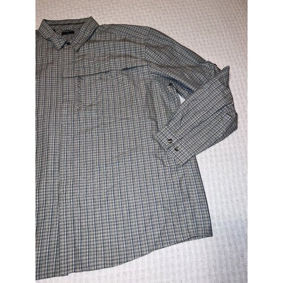 REI Mens Blue Gray Window Pane Print Long Sleeve Button Down Shirt Sz XXL UPF 50 - Picture 3 of 11